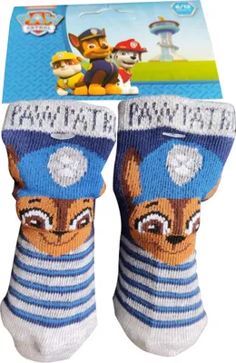 Produktbild von Nickelodeon Paw Patrol Baby Socken mit Hund Chase blau grau Größe 15/17