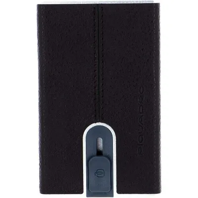 Immagine prodotto di PIQUADRO Custodia quadrata nera per carte di credito RFID a scorrimento Testa di Moro