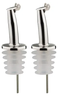 2 Edelstahl-Schenktuiten für Flaschen, mit Klappe und Luftschlauch