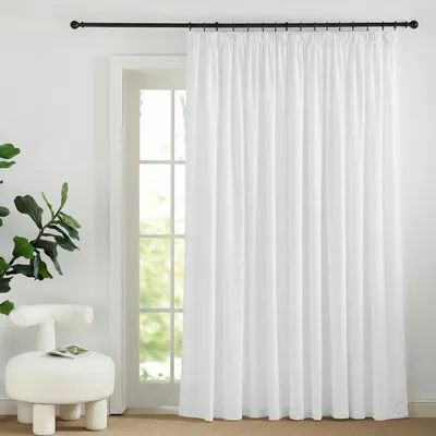 Obrázek produktu pro Poloprůhledná záclona z lnu, s volánky, bílá, rozměry 260 x 300 cm