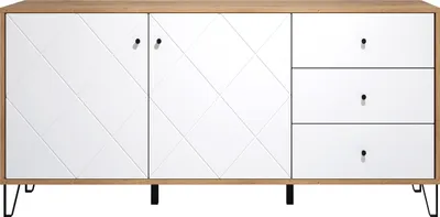 Produktbild von trendteam Wohnen Sideboard Touch Artisan Eiche Melamin/Weiß Matt Tiefzieh 183 x 76 x 40 cm