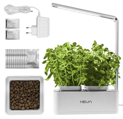 Zdjęcie produktu dla HEVA LIF Doniczka Hydroponiczna LED 2 Roślin Timer Biała