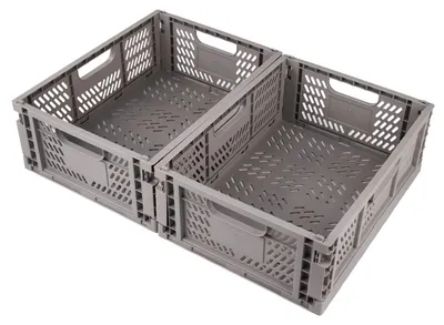 Faltbare Aufbewahrungsboxen, 2 Stück, grau, 40x30x15 cm, PP-Kunststoff