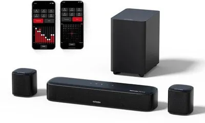 Image de Barre de son - 5.1 - Barre de son avec caisson de basses - Barre de son pour téléviseur - Bluetooth -via application - Avec éclairage RGB - Système audio 280 W - Noir