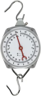 A hanging scale with a dial display.