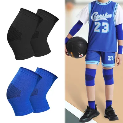 Produktbild von Pack von 4 Nylon Knieschützern, Atmungsaktiv, Kinder, Blau/Schwarz, Für Handball und Hallensport