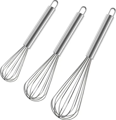 Produktbild von Edelstahl-Schneebesen-Set, 3er-Pack Ballon-Schneebesen zum Kochen, Verquirlen, Mischen (8\", 10\", 12\")