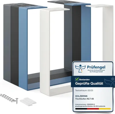 Produktbild von HOLZBRINK Tischbeine Metall Grauweiß 1 Stück | Tischkufen/Tischgestell für Couchtisch, Esstisch, Schreibtisch, Sitzbank | Möbelfüße size: 50x20cm