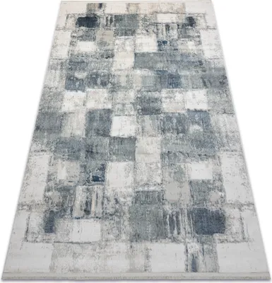 Produktbild von DISTIN 0143A marineblau / blau / weiß moderner Teppich - Geometrisch, Vintage, Fransen Blau 200x290 cm