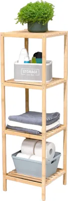 Zdjęcie produktu dla alpina półka łazienkowa 4-warstwowa - meble łazienkowe - 32x33x108,5cm - bambus