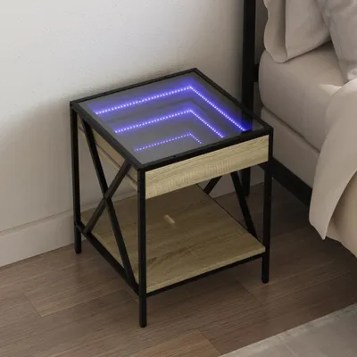Produktbild von vidaXL Nachttisch mit Infinity-LED Sonoma-Eiche 40x40x49 cm