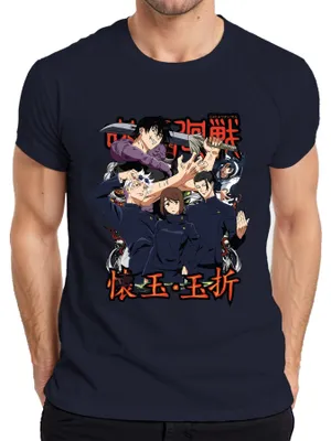 Produktbild von Jujutsu Kaisen Anime Manga Fluchmagie Sukuna Gojo Yuji Geschenk Herren T-Shirt, Navy, M