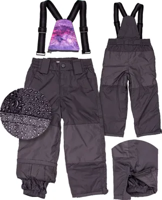 Immagine prodotto di Pantaloni da sci FIRI da bambino con bretelle staccabili, isolati, impermeabili, grigio scuro, 146