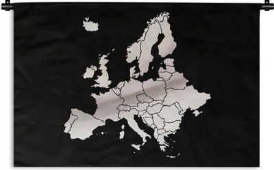 Produktbild von MuchoWow® Wandteppich Wandbehang Karte - Europa - Weiß 90x60 cm Tapisserie Dekoration Wandtuch - Wandskulpturen - Bildteppich