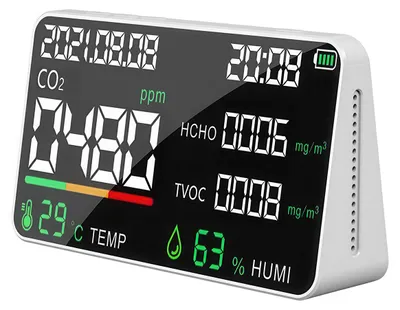 Produktbild von 7 in 1 Luftqualitätsmonitor CO2 CO TVOC HCHO PM2.5 Temperatur Luftfeuchtigkeit