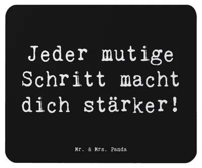 Produktbild von Mr. & Mrs. Panda Mouse Pad Spruch Angst überwinden - Schwarz - Geschenk, Mousepad, mauspad pc, Trost, Liebe, mousematte, Stärke, Zuversicht, laptop, Vertrauem, Mut