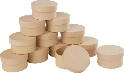 Produktbild von VBS XXL Runde Pappschachteln Natur 12er Set 6 cm Durchmesser 3 cm Höhe