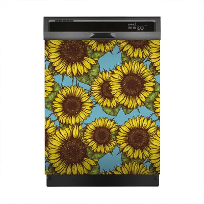 Produktbild von Magnete Dekorative 60x70 cm Küche Magnetmatte Spülmaschine - Retro Sonnenblume