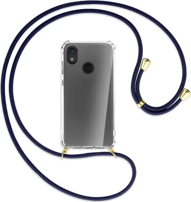 Produktbild von Handykette Backcover-Schutzhülle mit Band (Metall goldfarben) für Cat S52 - dunkelblau