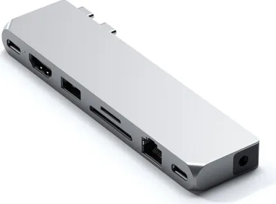Image de Satechi Pro Hub Max – Conçu spécifiquement pour MacBook Pro M1 2021 – Supporte une charge allant jusqu'à 96W – Fournit une sortie d'affichage jusqu'à 6K 60Hz