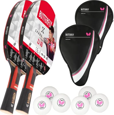 Produktbild von Butterfly 2x Zhang Jike Tischtennisschläger + 2x Tischtennishülle Drive Case + 6x 40+ 3*** Tischtennisbälle
