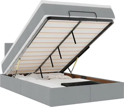 Immagine prodotto di vidaXL Ottomana con materasso e LED in tessuto grigio chiaro 120x190 cm
