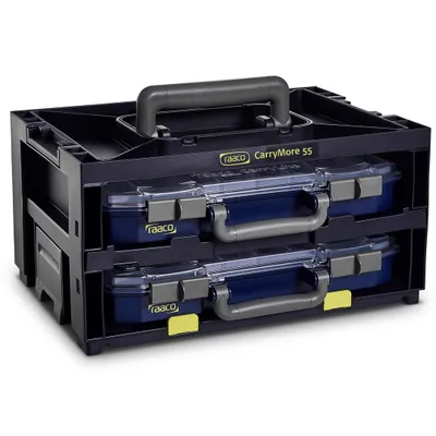 Produktbild von raaco CarryMore 55x2, Trägerhalterung, CarryLite 55 4x8-16, Schwarz, 386 mm, 278 mm, 195 mm