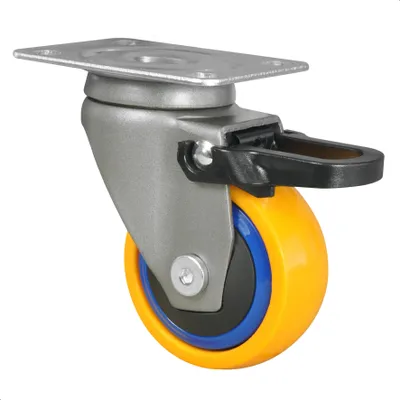 Produktbild von WAGNER Design 3C - Lenkrolle soft mit Bremse - Durchmesser Ø 50 mm, blau / gelb, Kugellager, Tragkraft 50 kg - 01235001