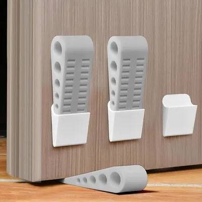Produktbild von PolkaHome® 3er Set Türkeil aus TPR – Antirutsch Türstopper für alle Böden, Keilform (Grau)