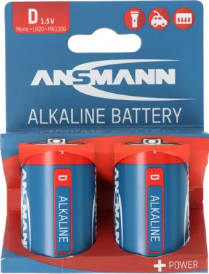 Produktbild von Ansmann Alkaline Mono D, LR20 Batterie, 1,5V, 2er Papierblister