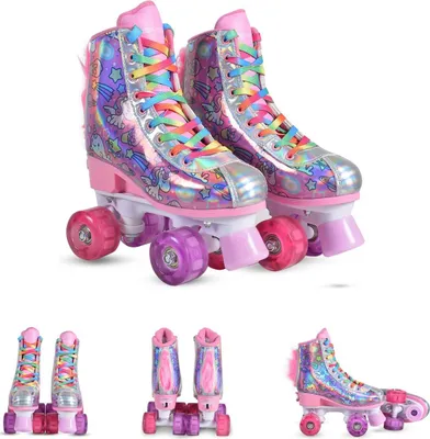 Produktbild von Byox Rollschuhe Einhorn, PolyurethanRäder beleuchtet, ABEC-5 Lager, Größe L (35 - 38)