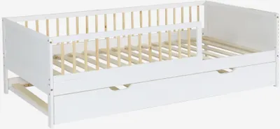 Produktbild von sweeek - Kinderbett 90 x 190 cm aus Kiefernholz mit Lattenrost und Ausziehbett - Weiß