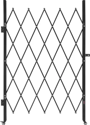 Image de Porte de sécurité VEVOR (simple) Porte à ciseaux pliante verrouillable avec roulettes pivotantes à 360°, portes en acier rétractables Outdoor, pour sécurité d'entrée garage entrepôt, porte pliante 1260 x 1975 mm (l x h) Noir
