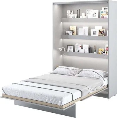 Produktbild von Furniture24 Schrankbett Bed Concept Lenart, Wandklappbett mit Lattenrost, V-Bett, Wandbett Bettschrank Schrank mit integriertem Klappbett Funktionsbett BC-01, 140 x 200 cm, Grau/Grau, Vertical