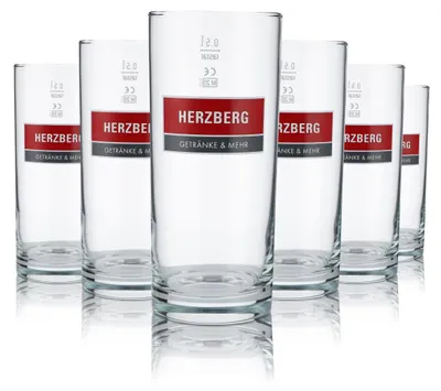 Produktbild von 6x Herzberg Glas 0,5l Willi Becher Gläser Set Trinkglas Stange Saft Wasser Limo