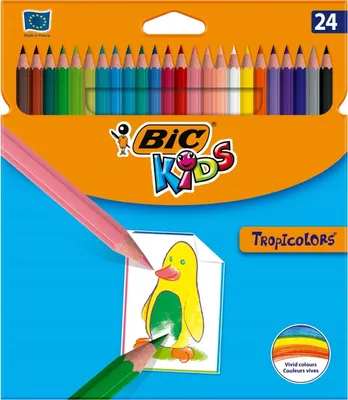 Image de Crayons de couleur BIC KIDS Tropicolors 2, étui carton de 24 pièces