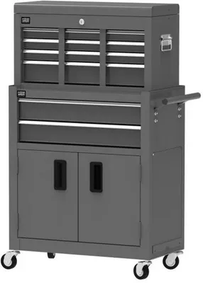 Imagen del producto de Armario de taller - carro de herramientas, 2 unidades, 8 cajones, gris - HBM, calidad premium, Holanda