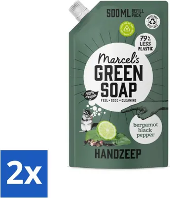 Zdjęcie produktu dla Marcel's Green Soap - Mydło do rąk - Bergamotka i Czarny Pieprz - Naturalna pielęgnacja - 500 ml - Value Pack - 2 szt
