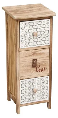 Image de Boîte de rangement romantique avec 3 tiroirs, en bois naturel