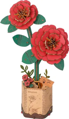 Obrázok produktu pre ROBOTIME Red Camellia, 113 kusov, Flóra, 8 rok / roky