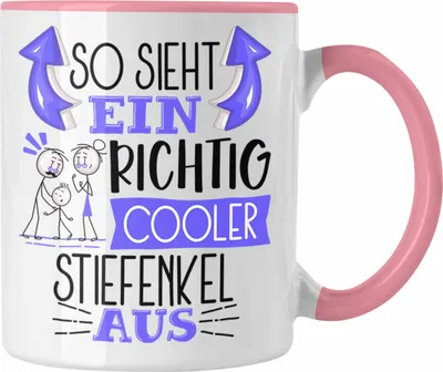 Produktbild von Trendation - Stiefenkel Tasse Geschenk So Sieht Ein RIchtig Cooler Stiefenkel Aus Geschenkidee Lustiger Spruch Geburtstag Becher Kaffeetasse (Rosa)