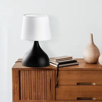 Produktbild von Opviq, Hochwertige Tischlampe (E27, 40W) Schwarz-Weiß, 28 x 28 x 49 cm | IP20