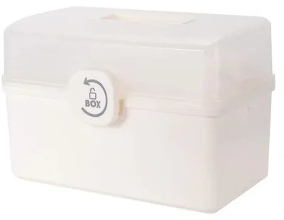 Produktbild von Medikamentenbox-Organizer, kindersichere Aufbewahrungsbox für Medikamente und Erste-Hilfe-Artikel mit Fächern für die Heimreise
