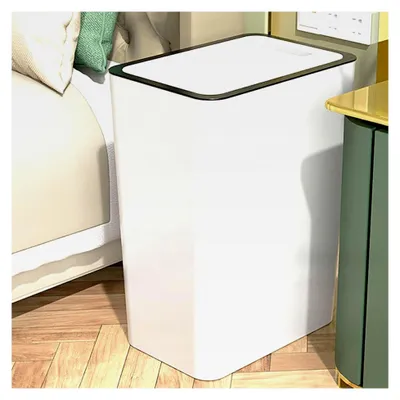 Produktbild von Mülleimer mit Deckel, 15 l Fassungsvermögen, Kunststoff für Badezimmer, WC, Küche, weiß