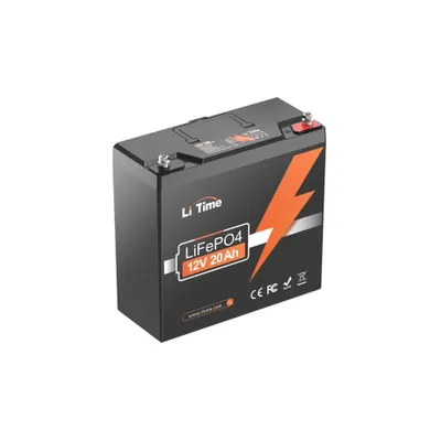 Image de Batterie LiFePO4 12V 20Ah de la marque LiTime, idéale pour les traceurs de poissons, l'éclairage de bateaux, et les pompes à eau