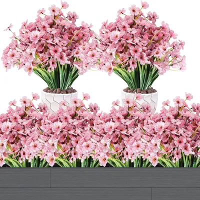 12er-Set Kunstblumen, UV-beständig, wetterfest, rosa, 30-35 cm