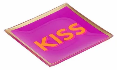 Produktbild von Gift Company Glasteller Love Plates Kiss S, Dekoteller, Schale, Glas, Fuchsia, Gold, 10 x 10 cm, 1088103015