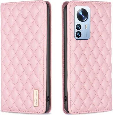 Obrázek produktu pro Xiaomi 12 Pro Pouzdro, Elegantní Flip Kožené Pouzdro s Kapsami na Karty a Stojánkem pro Xiaomi 12 Pro Růžový
