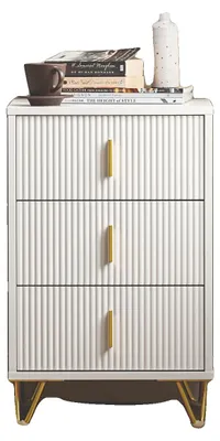 Image de Table de chevet, 3 tiroirs, design moderne, BLANC