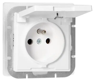 Produktbild von Einbausteckdose 2P+T, 16A, 250V mit Schutzkontakt – Weiß